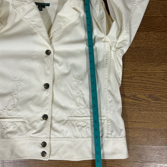 Ralph Lauren Cream Blazer Jacket Cotton Womens Classic Lightweight - Picture 8 of 12